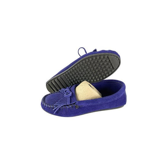 Minnetonka Blue Suede Kilty Moccasins - Picture 7 of 10